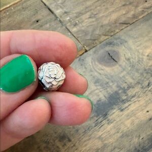 PANDORA pink enamel rose charm